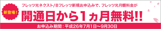 フレッツ光 月額利用料1ヵ月無料特典（戸建て向け）