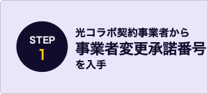 STEP1　光コラボ事業者から事業者変更承諾番号を入手